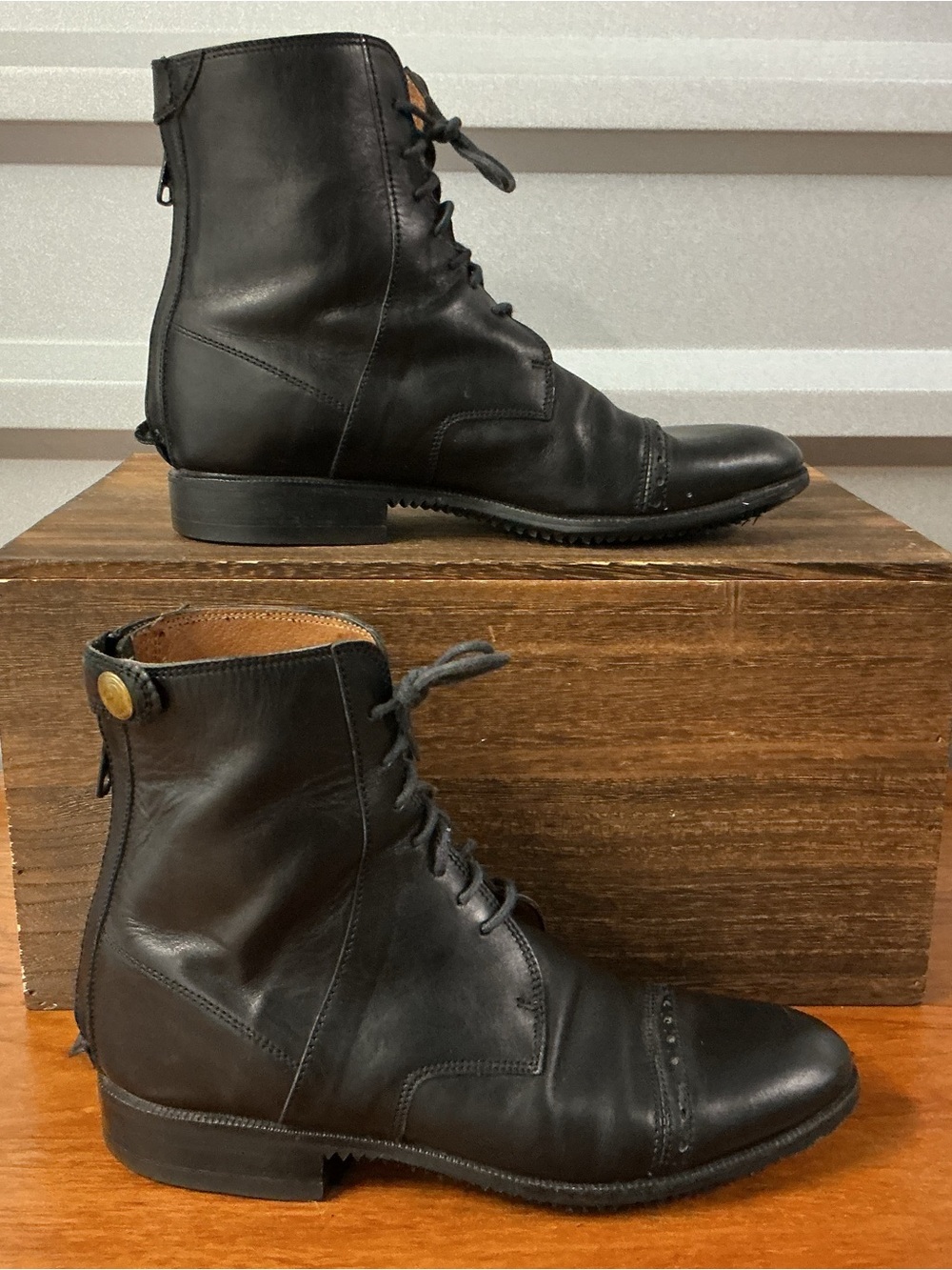 Fabbri Italy Black Leather Zip Ankle Paddock Boots Women Size 37EU 6.5- 7US